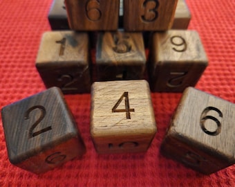 ZUCATI's Rough Rollers Solid Walnut 1.25" Numbered D6 Dice