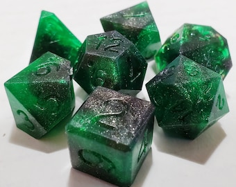 Perfect Plastic™ Celestial Polyhedral Dice Set - Space Dust Green - Raw