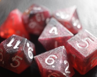Perfect Plastic™ Celestial Polyhedral Dice Set - Raspberry Nebula - Polished + Paint