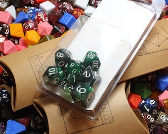Perfect Plastic™ Celestial Polyhedral Dice Set - Space Dust Green - Polished
