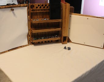 Zucati V2 Dungeon Master Screen - Master Bundle - Comes with Everything Seen - Zebrawood/Canary Wood/Paduk