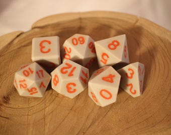 Seattle Fall - Hand Waxed - Perfect Plastic™ Standard Polyhedral Dice Set - Seattle Grey - Rorange