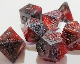 Perfect Plastic™ Celestial Polyhedral Dice Set - Red Dwarf Red - Raw
