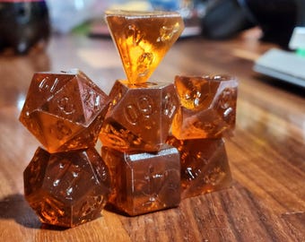 Cream Ale - Perfect Plastic™ Translucent Polyhedral Dice Set - Raw