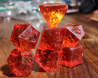 Demonic Glow - Perfect Plastic™ Translucent Polyhedral Dice Set - Raw