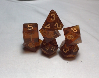 Cream Ale - Perfect Plastic™ Standard Polyhedral Dice Set - Raw - Hand Waxed - Dune