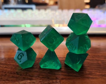 Perfect Polish™ (Matte) - Gelatinous Green - Perfect Plastic™ Translucent Polyhedral Dice Set