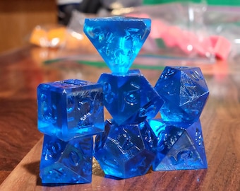 Paradise Blue - Perfect Plastic™ Translucent Polyhedral Dice Set - Raw