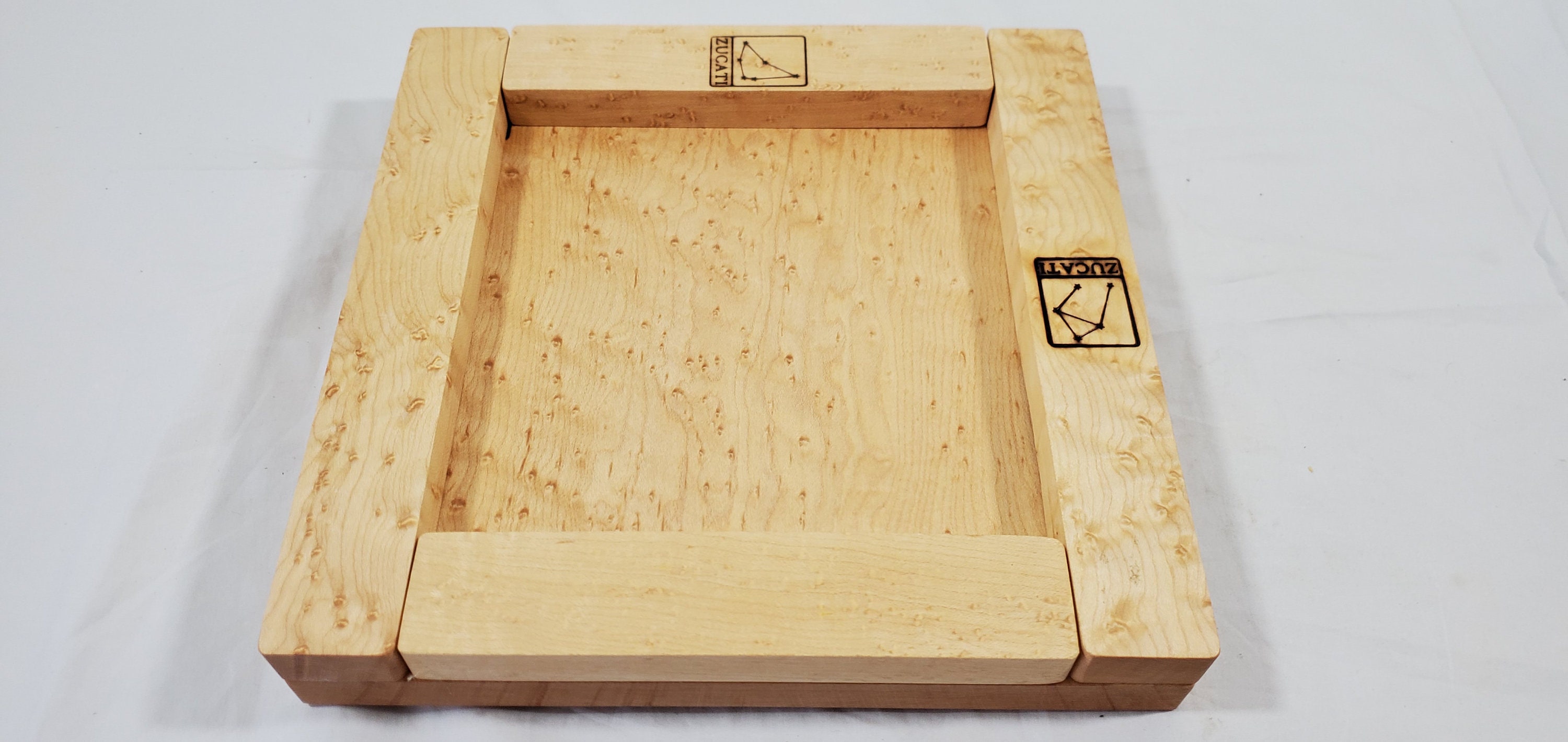 Dice Base 2 Dice Tray and storage system Birdseye Maple Hardwood