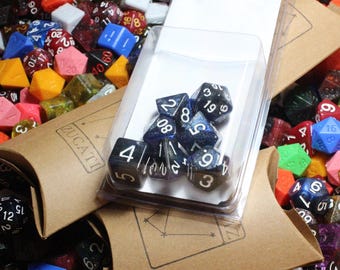 Perfect Plastic™ Celestial Polyhedral Dice Set - Deep Space Blue - Polished