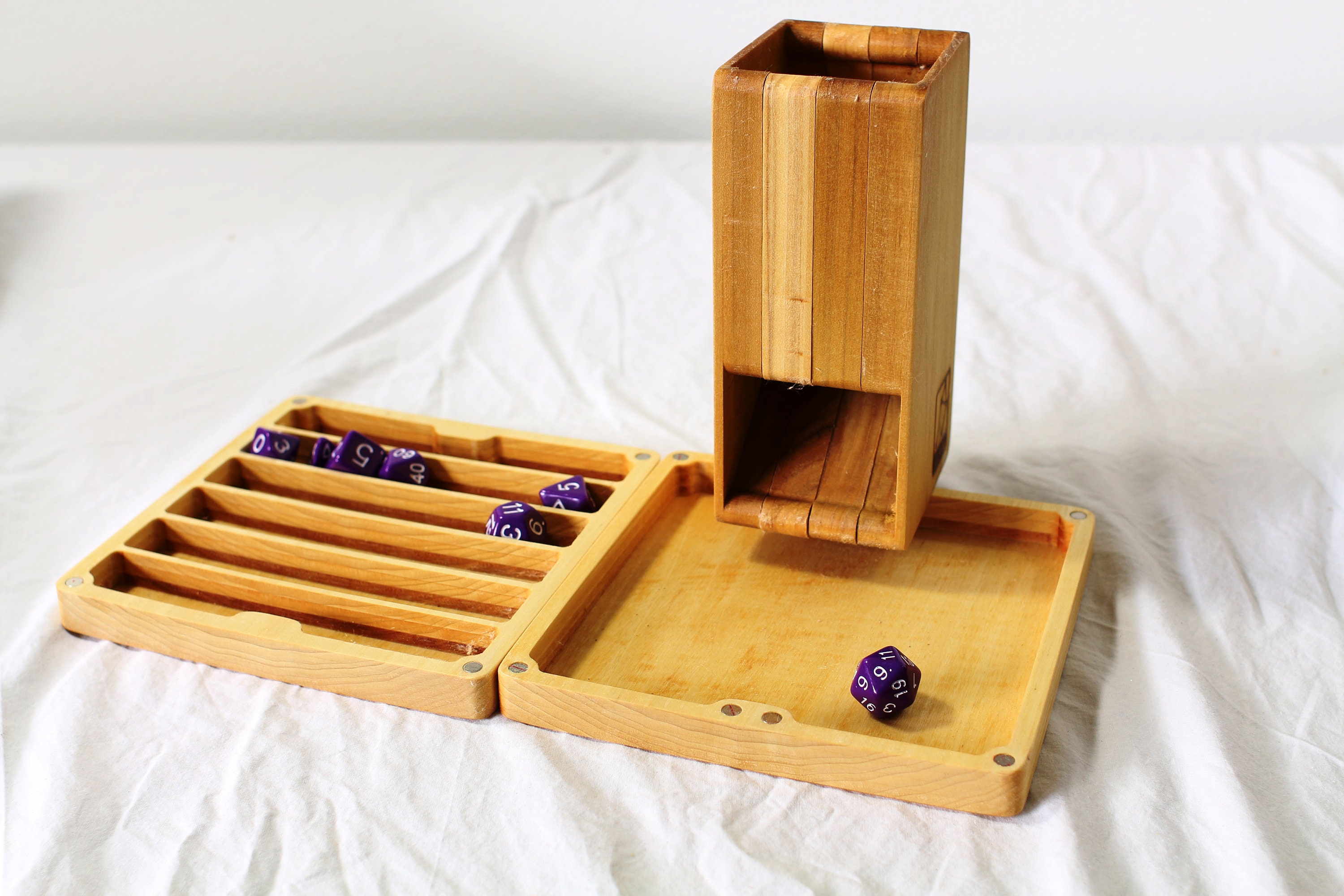 Zucati FLUME 2 Dice Tower, Rolling Tray, and Dice Organizer - Poplar