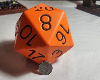Orange Single 4" Foam D20 Zucati B.F.D. (Big Foam Dice) Polyhedral Die