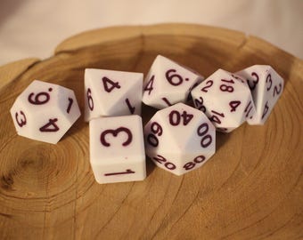 Violet Snow - Perfect Plastic™ Standard Polyhedral Dice Set - Hand Waxed - Violet