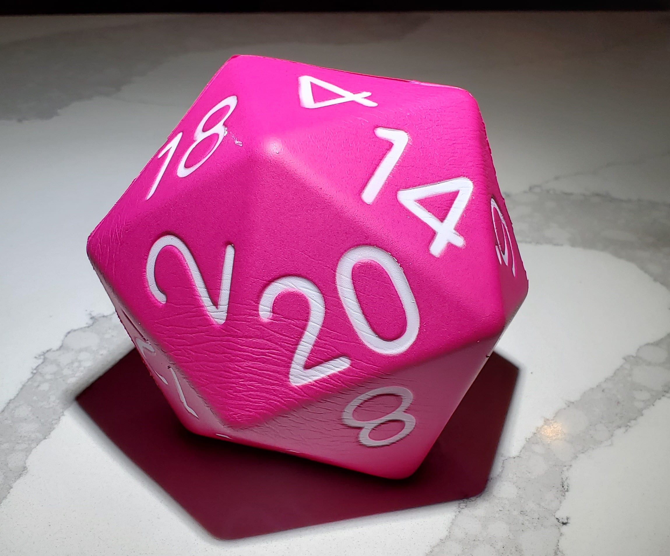 Pink Single 4 Foam D20 Zucati B.F.D. (Big Foam Dice) Polyhedral Die