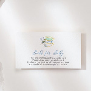 Livres de fête prénatale pour le thé pour bébé, insertion d'invitation à une fête prénatale pour garçon, cartes de demande de livre, modèle Baby is Brewing - HML2