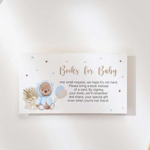 Teddy Bear Baby Boy Shower, Livres pour carte et signe de bébé, Insert d’invitation imprimable, Demande de livre Téléchargement instantané - NP2