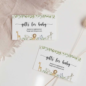 Safari Geschenk Karte, Dschungel Baby Shower Einladungskarte, VOLL editierbar, Sofortiger Download - FB4