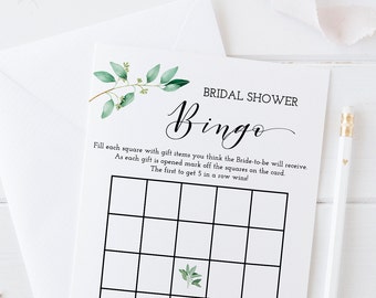 Greenery Bridal Shower Game, Bridal Bingo Game, Bridal Shower Bingo, Bridal Bingo, Greenery Bridal Game, Printable , Instant Download - GN1