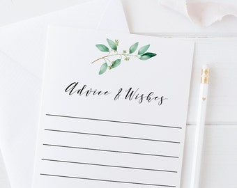 Advice Cards, Advice For the Bride and Groom, Greenery Bridal Shower Game, Greenery Baby Shower Advice, Instant Download - GN1