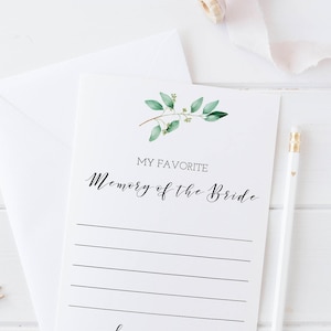 Ducha nupcial de vegetación, recuerdo favorito de la novia, tarjeta de memoria de la novia, juego de despedida de soltera de vegetación, imprimible, descarga instantánea - GN1