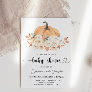Fall Baby Shower Invitation Girl, Fall Baby Girl Shower Invite, Fall ...