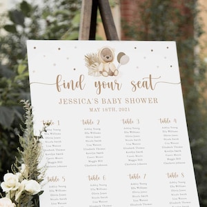 Teddy Bear Baby Shower Seating Chart Sign, Modèle de plan de table, Trouver votre siège, Affectation de table, Imprimable - NP2