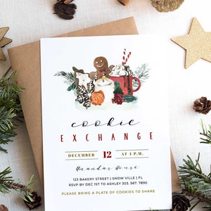 Christmas Cookie Exchange Invitation Printable, Cookie Party Invitation Template, Instant Download - CH7