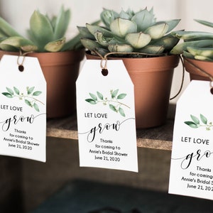 Let Love Grow Succulent Favor Tags Bridal Shower Editable Template Greenery Wedding Shower Favour Tag Printable - GN1