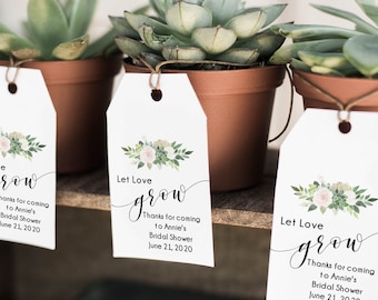 Succulent Favor Tags Bridal Shower Editable Template Let Love Grow Wedding Shower Favour Tag Printable - GN3