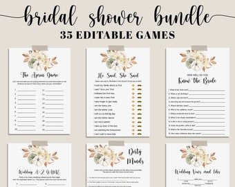 Fall Bridal Shower Games Bundle, Fall Bridal Games Bundle, Autumn Bachelorette Party Games, EDITABLE Game Card, Instant Download - LL4