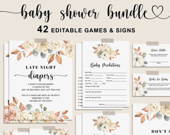 Fall Baby Shower Games Bundle, Fall Baby Games Bundle, Autumn Baby Shower Signs, EDITABLE Baby Shower Game, Instant Download - LL4