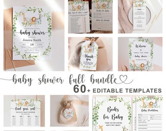 Jungle Safari Baby Shower MEGA Bundle, Baby Shower Game Bundle, Invitation, Favor Tag, Welcome Sign and MORE! - FB4