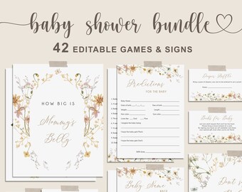 Wildflower Baby Shower Games Bundle, Baby in Bloom Baby Games Bundle, Floral Baby Shower Games EDITABLE, Instant Download- FL2