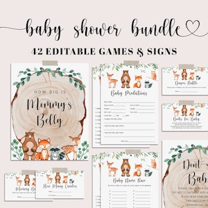 Woodland Baby Shower Games Bundle, Woodland Baby Games Bundle, Baby Shower Games EDITABLE, Forest Baby Shower Game, Instant Download- WD2