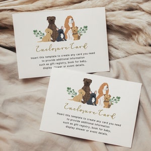 Cartão de inserção para chá de bebê de cachorrinho, modelo de cartão com detalhes de chá de bebê para cachorro, chuveiro de exibição, livros para bebê, TOTALMENTE editável - LG3