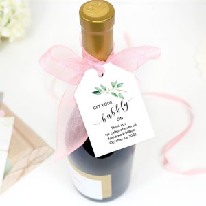 EDITABLE Champagne Favor Tag Bridal Shower Template Greenery - Etsy