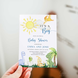 Dinosaur Baby Shower Invitation, Dino Baby Shower Invite, Dinosaur Boy Baby Shower Invitation Template, Instant Download