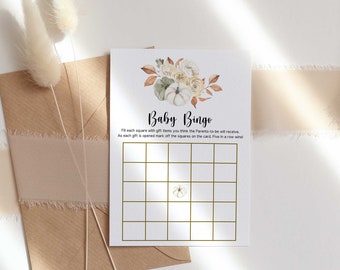 EDITABLE Baby Shower Bingo Game, Fall Baby Bingo Card, Bingo Game Template, Instant Download - LL4