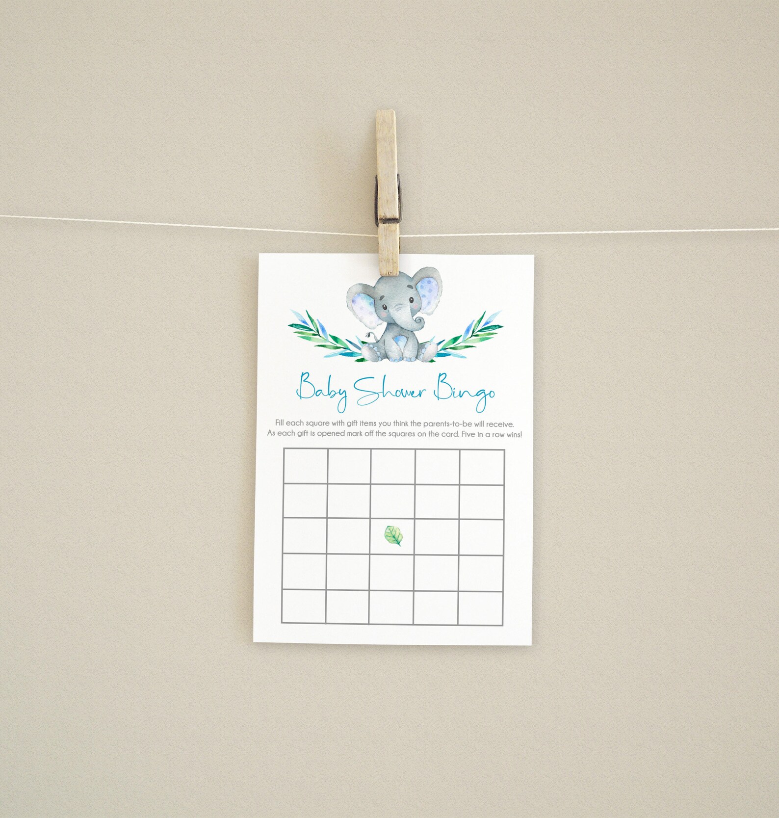 Elephant Baby Shower Bingo Printable Elephant Bingo Cards | Etsy