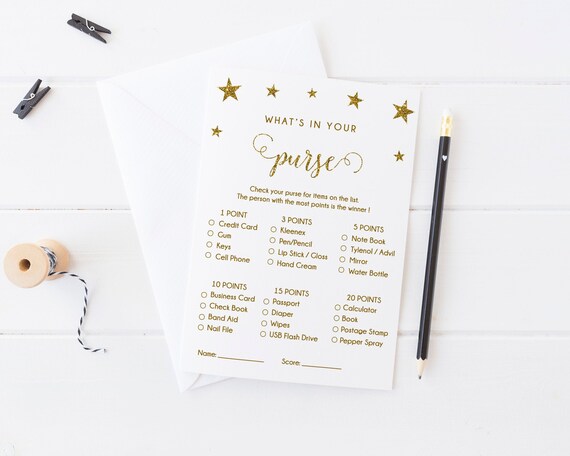 Twinkle Little Star What's in Your Purse Baby Shower Game Printable Gender Neutral Baby Shower Activity - SG1 Il_570xn
