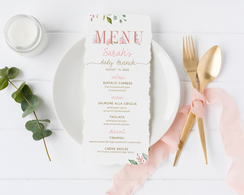 Baby Shower Menu Template Free