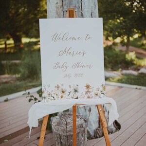 Wildflower Baby Shower Welcome Sign, Floral Baby Shower Sign Template, Printable - FL2