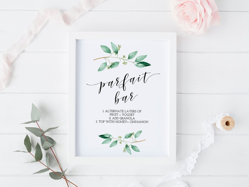 Parfait Bar Sign Template Rustic Bridal Shower Decorations | Etsy