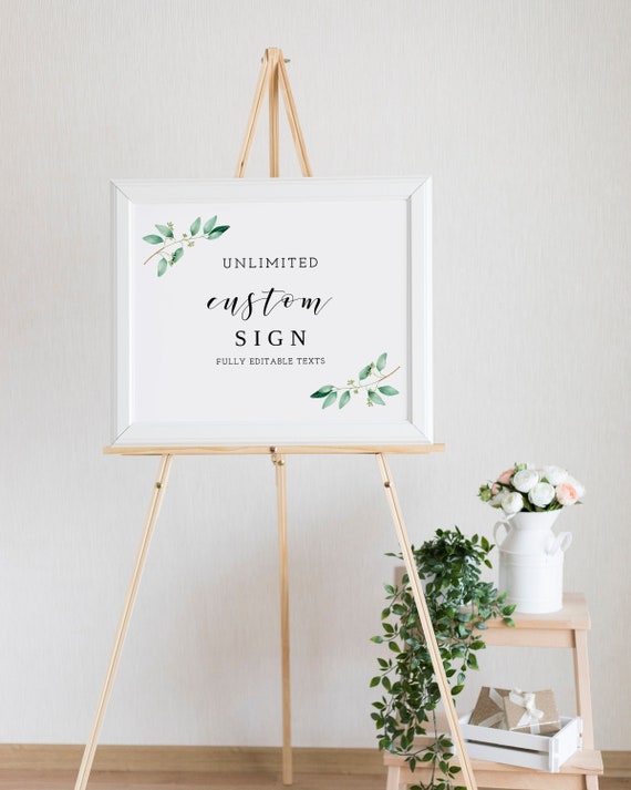 Greenery Sign, Personalized Wedding Signage, Greenery Baby Shower, Greenery Bridal Shower, Unlimited Sign Template - GN1 Il_570xn