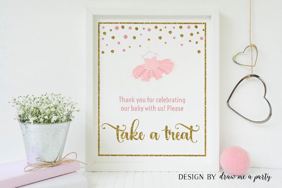 Tutu Baby Shower Treats Sign Printable Take A Treat Sign Dessert