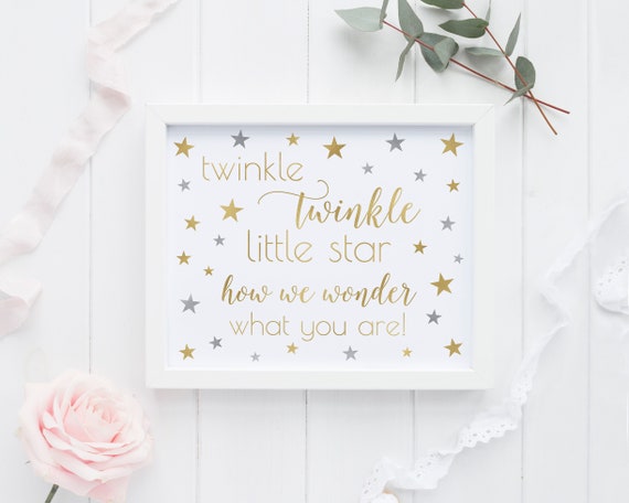 Gender Reveal Sign, Winter Party Decorations, Twinkle Twinkle Little Star How We Wonder What You Are Printable - SG7 Il_570xn