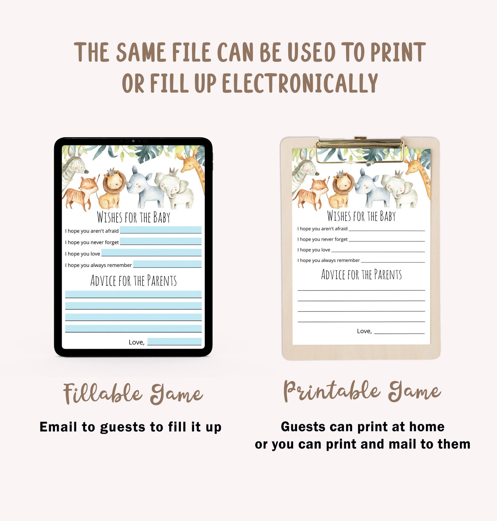 Virtual Baby Shower Games Safari Baby Shower Virtual Games Etsy