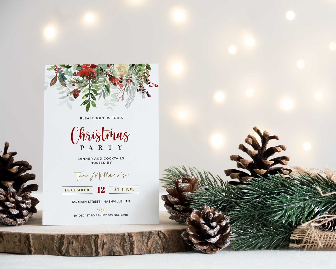 Christmas Party Invite, Printable Christmas Invitation Template ...