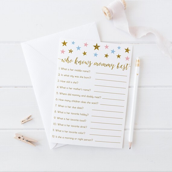 Who Knows Mommy Best, How Well Do You Know The Mommy To Be, Gender Reveal Party, Baby Shower Printable Game Card - SG6 Il_570xn