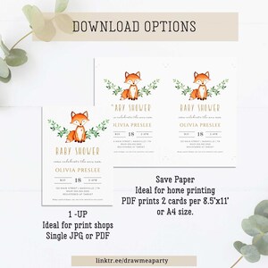 Fox Baby Shower Invitation, Woodland Baby Shower Invitation Template ...